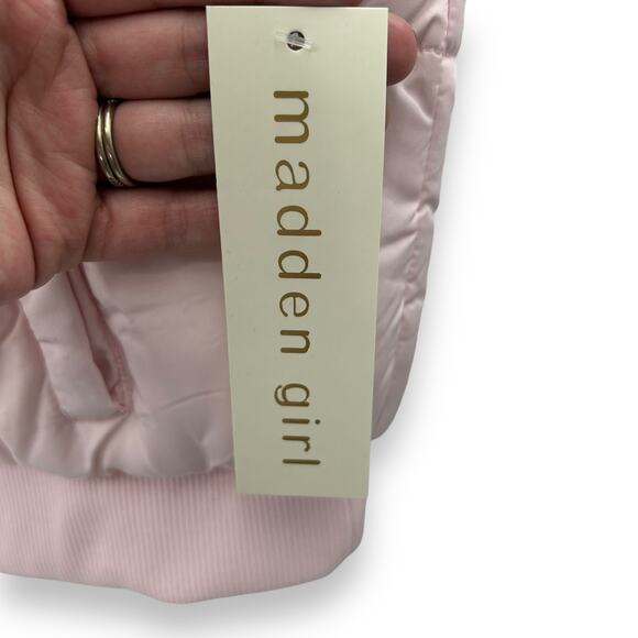NEW Madden Girl Zip Up Puffer Vest Light Pink Size XL Coquette Winter Pastel - Picture 10 of 10